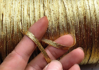 taobao agent 4mm shiny golden flat rope handmade jewelry DIY hair accessories ol11 bjd 5 meters