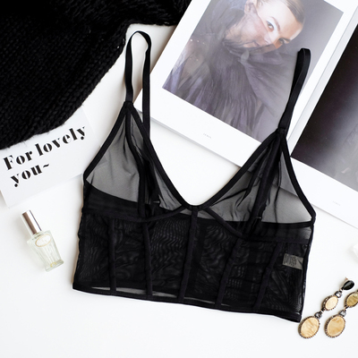 9.26管阿姨十点半C-060黑色三角杯胸衣半透明bralette性感文胸-淘宝网
