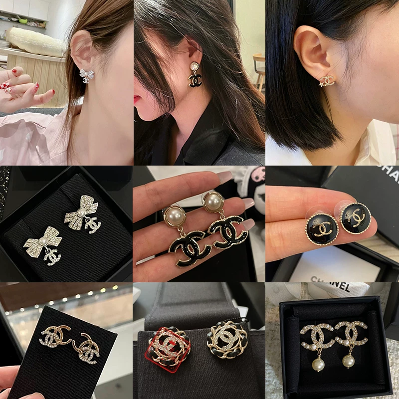 Классические серьги Chanel с буквами из жемчуга и бантом