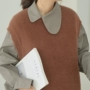 Áo sơ mi nữ màu đỏ đậm mùa thu 2018 phiên bản Hàn Quốc mới của áo sơ mi dài tay mỏng không đều áo sơ mi nữ cổ trụ
