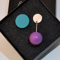 Серьги-гвоздики с серебряными иглами S925 и фиолетовыми шариками
