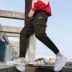 Đầu thu mới phong cách Hàn Quốc sang trọng quần dụng cụ nam xu hướng Velcro chân quần học sinh lỏng quần Harlan giản dị quần ống suông nam Quần làm việc