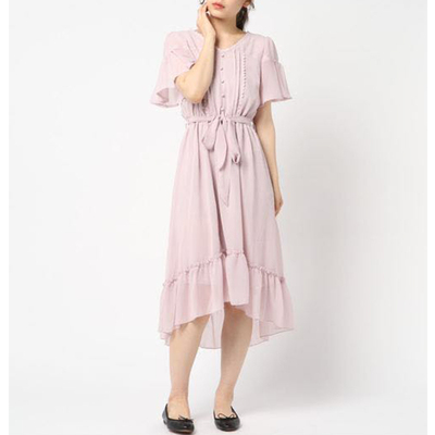 taobao agent Summer Japanese belt, megaphone, shiffon dress, 2020, V-neckline, tulle