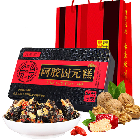 拍2盒 第二盒0元】山东东阿红枣枸杞阿胶糕300g即食阿胶固元糕