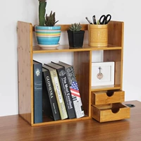 Два -слойный рабочий стол с ящиком из бамбука книжных магазинов Solid Wood Simple Creative Office Two -Layer Dable Double Leff Бесплатная доставка
