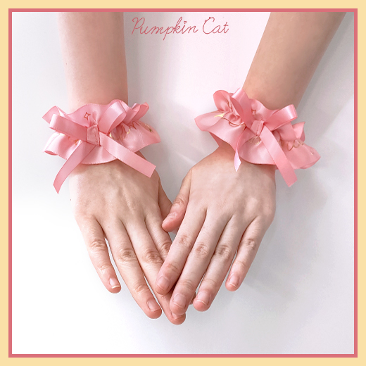 Sleeves - Pink (Pair)【 Slow mass 】 Pumpkin cat Candy Boxes lovely Gift box Headwear hair hoop Small things Neck ring KC
