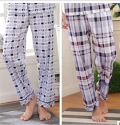 Điều hòa quần pyjama nam kẻ sọc lỏng mùa hè quần mỏng phần XL quần trung niên mùa xuân nhà - Quần tây