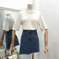 G 16 mùa hè mới 2018 xu hướng của phụ nữ 5 điểm tay áo vòng cổ T-Shirt Slim trắng phụ nữ Hàn Quốc của áo sơ mi áo thun tay lỡ