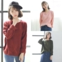 2018 mùa xuân Hàn Quốc phiên bản mới lỏng đơn giản màu rắn đáy áo len cổ tròn dài tay áo thun áo len nữ sinh viên mẫu áo len nữ đẹp 2021