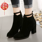 Booties xuân hè 2018 bốt cao gót đa năng dày mờ với Martin boot nữ nhọn Anh phiên bản Hàn Quốc mới