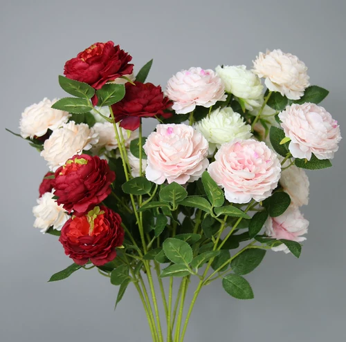 Трехнокрытый пион гостиной декоративный цветок шелк цветочный цветок цветок цветочный цветок свадьба