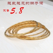 Đồng nguyên chất vòng đeo tay cô gái đồng vòng đeo tay trang sức phổ biến vàng cát không thay đổi màu vàng màu fine bracelet phong cách mới