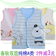 Áo vest bé gái mùa xuân và mùa thu mỏng cotton trẻ sơ sinh quần áo nam và nữ bé vest trẻ em vest vai vest - Áo ghi lê