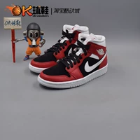Air Jordan 1 середина AJ1 Черно-белая красная маленькая чикагская женская баскетбольная обувь BQ6472-601