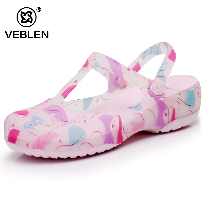 đáy dép thạch Veblen Crocs dép nữ mùa hè sinh viên Hàn Quốc nặng có đáy giày chống trượt mềm dép Waichuan 