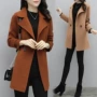 2018 mùa thu mới phù hợp với cổ áo len áo mùa thu và mùa đông nữ Hàn Quốc phiên bản của mỏng giảm béo phần dài Nizi áo khoác nữ áo khoác dạ ngắn nữ hàn quốc