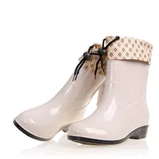 Thời trang trung và ống thấp Giày nữ mưa Hàn Quốc ủng mưa mùa đông cộng với lót nhung cotton có thể tháo rời ấm cao su chống trượt