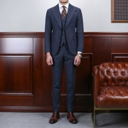 IsirHonour nguyên bản retro cổ điển màu xanh xương cá phù hợp với ba mảnh len Anh phù hợp với nam - Suit phù hợp