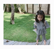 19 năm mới quần áo trẻ em nữ kho báu mùa xuân kèn ren Áo thun thời trang Hàn Quốc quần ống rộng quần phù hợp với nước ngoài - Phù hợp với trẻ em