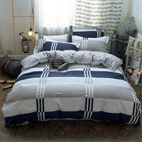 Bộ đồ cotton bốn mảnh Bộ đồ giường 1,8m Bộ 4 bộ đồ cotton đơn giản đôi nam Bộ đồ giường bằng vải lanh 2.0m bao gồm 1,5 m mùa đông chăn ga gối đệm