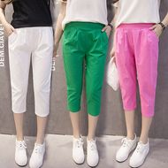 7 điểm quần nữ 2018 mùa hè cotton và linen quần linen cắt quần cao eo kích thước lớn lỏng quần harem quần âu phụ nữ quần đũi nữ