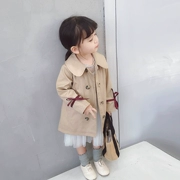 Áo khoác bé gái mùa thu 2019 cho bé gái mới trong bộ áo gió dài mùa xuân và mùa thu áo trẻ em nước ngoài mùa thu - Áo khoác