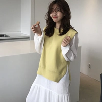Cô gái nhỏ ngọt ngào Hàn Quốc ngọt ngào màu vàng dịu dàng vest màu vàng rắn + bộ váy đồ ngủ nữ