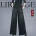 2018 mùa thu mới Qinglang vẻ đẹp tủ quần cao eo denim quần chân rộng quần thời trang lỏng mỏng màu xanh đen quần short rách Quần jean