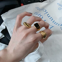 Золотое глянцевое кольцо, сумка, европейский стиль, в корейском стиле, на указательный палец