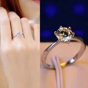 S925 sterling silver ring nữ mô hình sống đơn giản Nhật Bản và Hàn Quốc phiên bản của nữ hôn nhân mô phỏng chiếc nhẫn kim cương vàng trắng và bạc trang sức mở