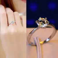 S925 sterling silver ring nữ mô hình sống đơn giản Nhật Bản và Hàn Quốc phiên bản của nữ hôn nhân mô phỏng chiếc nhẫn kim cương vàng trắng và bạc trang sức mở nhẫn phong thủy nam