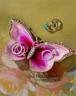 American purchasing handmade purple butterfly shape Swarovski crystal storage disk jewelry storage disk