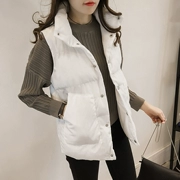 Áo vest nữ cotton ngắn 2018 thu đông mới rộng rãi rộng size hoang dã dày ấm áp không tay xuống áo khoác