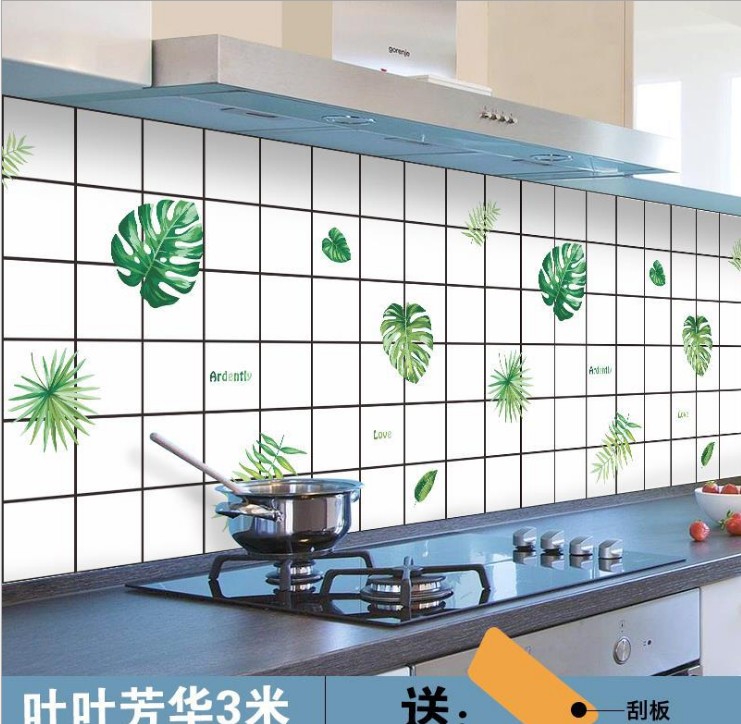 Ye Fanghua 3Mautohesion since wall Lampblack machine Oil proof household kitchen High temperature resistance wall stick cellophane paper Wall stickers cooking bench Stickers waterproof