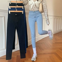 Демисезонные джинсы, штаны, приталенный универсальный карандаш, в обтяжку, коллекция 2021, новая коллекция, высокая талия