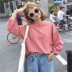 Áo blouse nữ 2018 mới phiên bản Hàn Quốc sang trọng mùa thu đáy áo sơ mi lười biếng quần lửng dài tay áo thun học sinh Áo phông