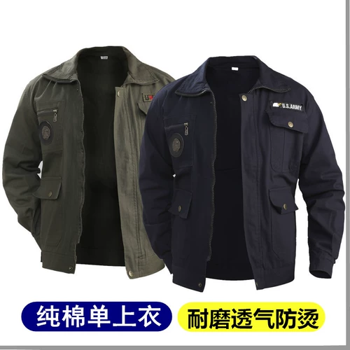 Рабочая одежда мужская топы чисто хлопковые пружины и осень-устойчивая к износостойкой антикальтинге сварщики автопроизводство настройка строительной площадки настройка одежды