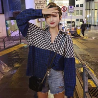 Mùa thu mới của Hàn Quốc retro hit kẻ sọc màu áo sơ mi dài tay lỏng hoang dã giản dị áo sơ mi mỏng sinh viên áo sơ mi form rộng tay lỡ