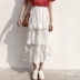 Mùa hè Hàn Quốc ngắn- tay áo t- shirt + pleated đàn hồi cao eo lớp bánh váy dài váy bộ đồ bộ kiểu Bộ đồ