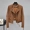 Áo khoác da ngắn nữ 2019 mùa thu đứng cổ áo eo thon dài tay áo PU thời trang áo khoác da xe máy - Quần áo da áo da nữ