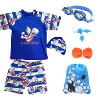 Trẻ em Áo Tắm Trai Chia Ultraman Quần Bơi Xiêm Đội Nhỏ Vừa Cậu Bé Lớn Bé Đồ Bơi Bộ bộ quần áo bơi cho mẹ và bé