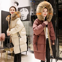 Xuống áo của phụ nữ phần dài Hàn Quốc phiên bản của mùa đông mới dày lỏng cổ áo lông bông trùm đầu bánh mì quần áo bông áo khoác thủy triều gile phao nữ