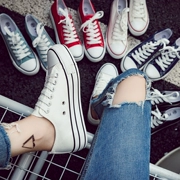 Dày có đế giày vải nữ sinh viên tie 2017 mùa hè Hàn Quốc phiên bản tăng giày nhỏ màu trắng muffin Harajuku đường phố hoang dã giày vải
