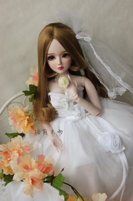 taobao agent Ye Luoli 3 -point wig fake hair Divide the pear blossom black long straight BJD 1/3 curly hair