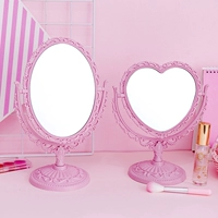 Настольное розовое крутящиеся мультяшное милое зеркало в форме сердца