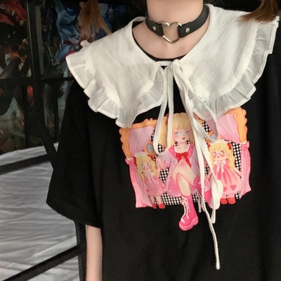 taobao agent Japanese soft summer short sleeve T-shirt, student pleated skirt, top, Lolita style