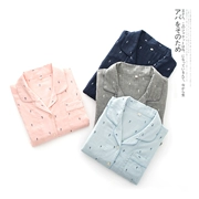 T913 mẫu đôi Quần áo mặc nhà thoải mái Lapel đôi nam cotton dài tay áo sơ mi quần pyjama