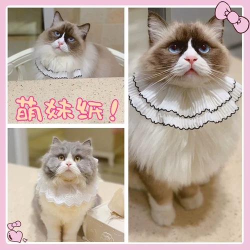 Белый кружевной нагрудник ручной работы, шарф, колокольчик, чокер, слюнявчик, домашний питомец, кот