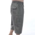 Mùa hè trung niên quần cotton nam cắt cúp cha trung niên nạp phân để tăng eo cao thun co giãn 3/4 Jeans