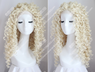taobao agent Front Lace Hairnet Wig Spiral Curly Instant Noodle Hair Light Gold Long Curly Hair European and American Fashion Women's Wigs